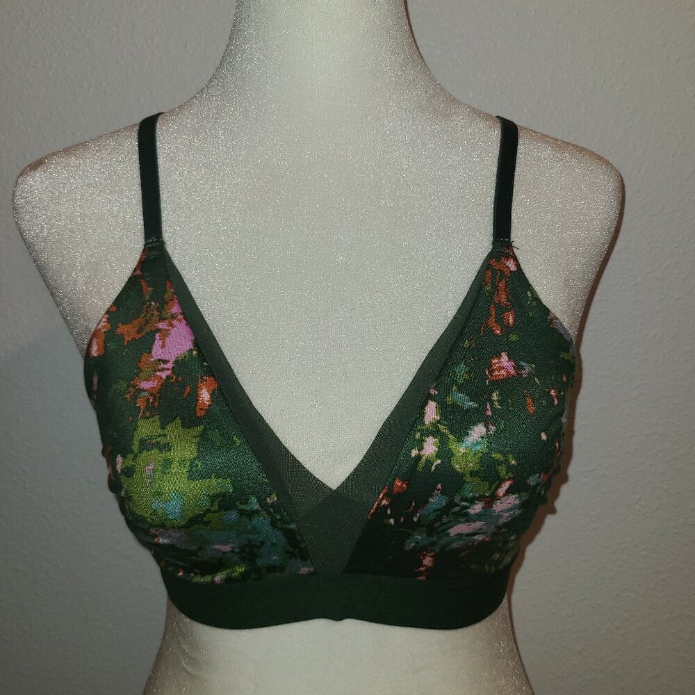 Auden Triangle Bralette Multi Colored Hunter Olive Lace Trim